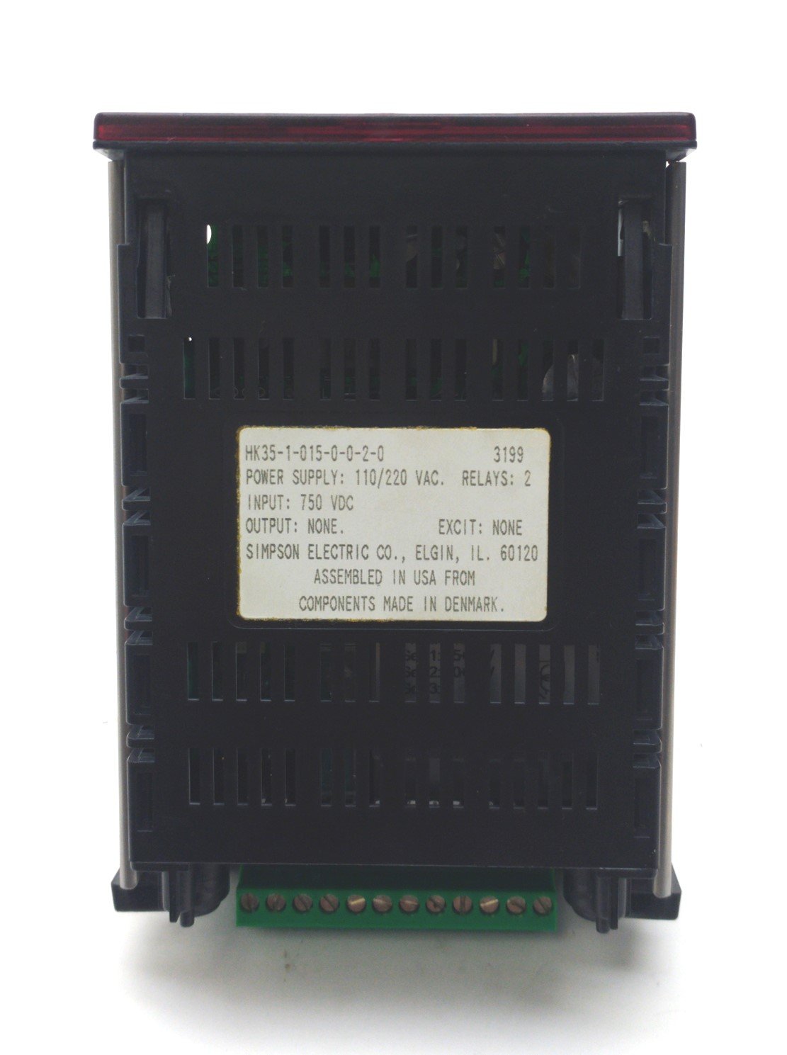 Used Simpson HK35-1-015-0-0-2-0 Voltage Panel Meter, 0-750VDC, 2 Relays, 120VAC HK-35