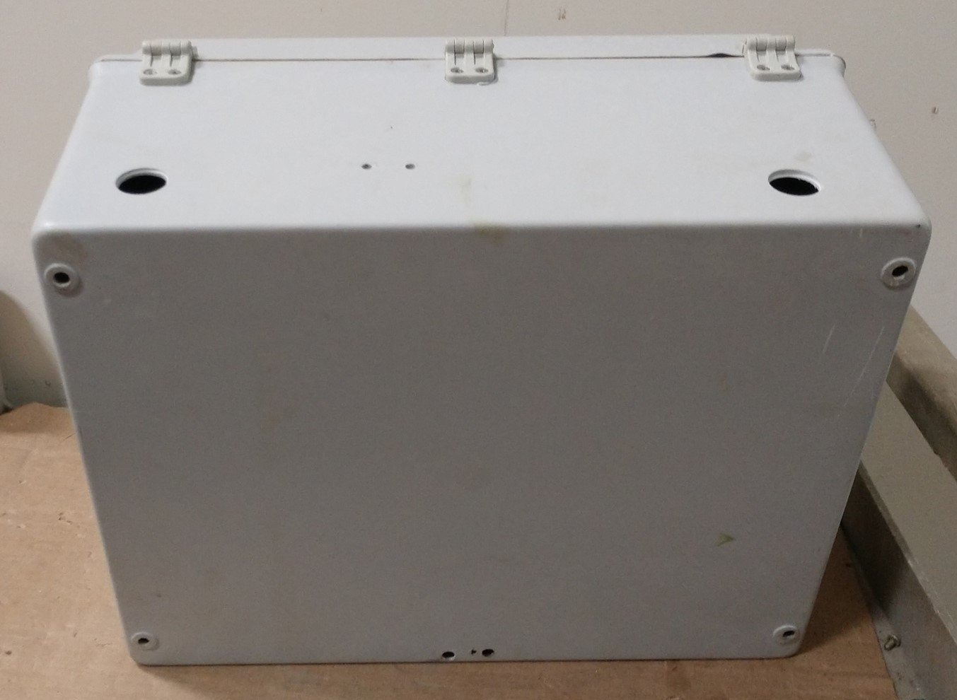 Used Hoffman A16128JFGQRR Quick Release Enclosure Nonmetallic, 16" x 12" x 8" *Holes*