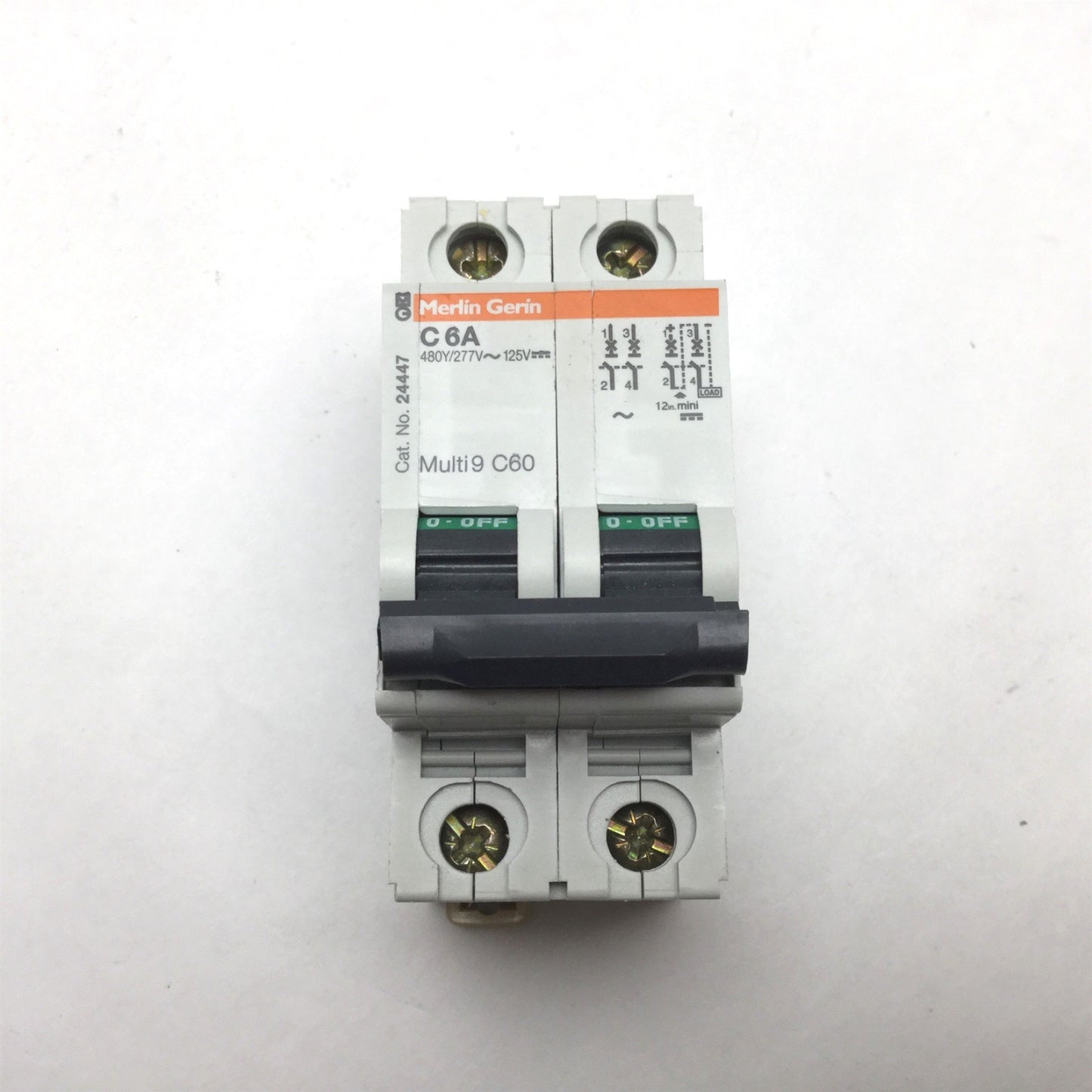 Used Lot of 2 Merlin Gerin Multi9 C60 Circuit Breakers, 2-Pole, C-Curve, Rating: 6A