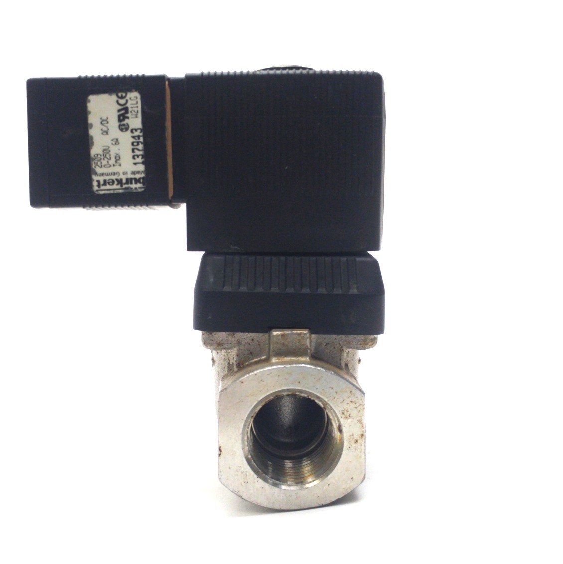 Used Burkert 6213 458740 W17LP Solenoid Valve, NC, 2-Way, 1/2"NPT, 145PSI, 24VDC