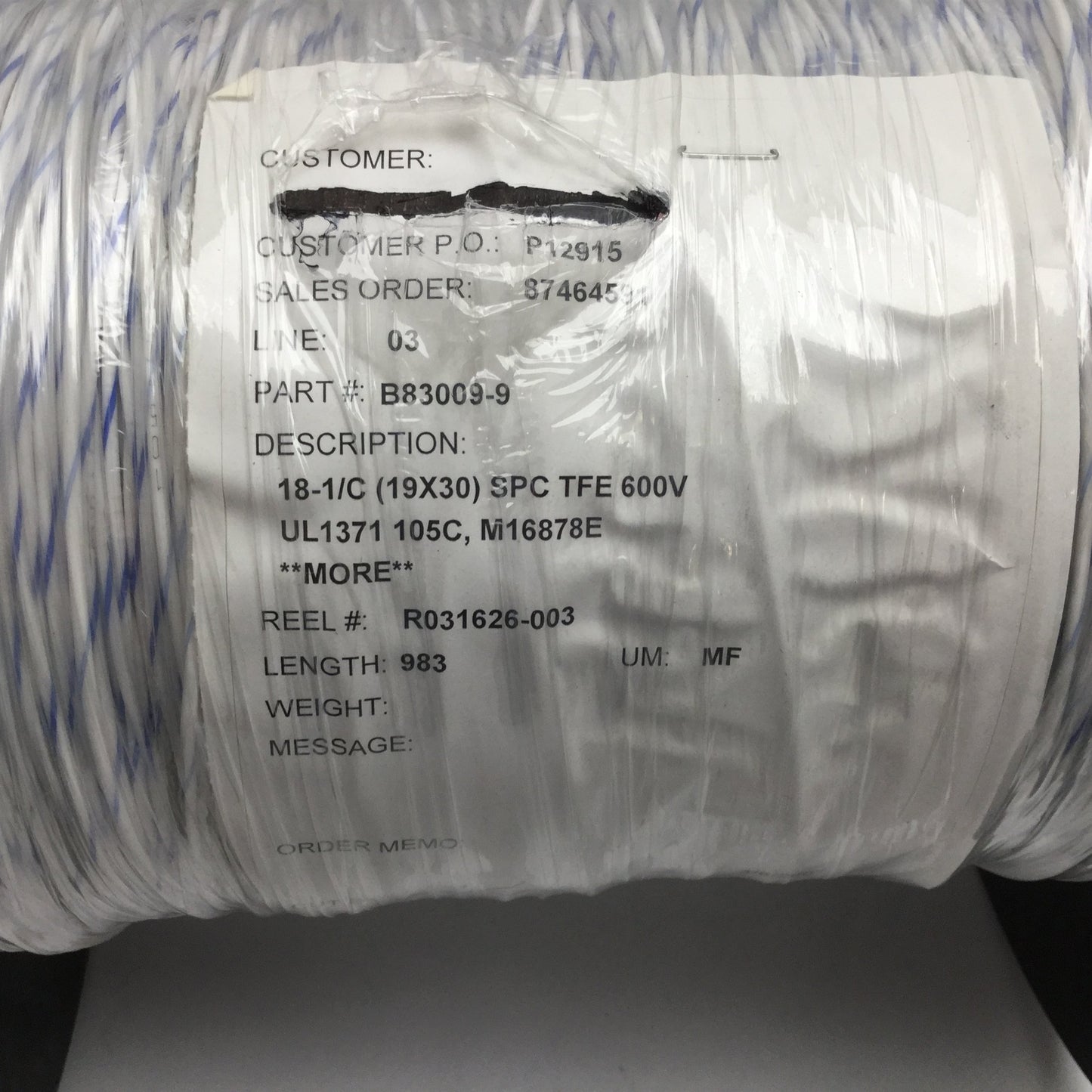 New Belden 83009 Silver Plated Copper Electrical Wire, 18AWG, 600V, Length: 983ft
