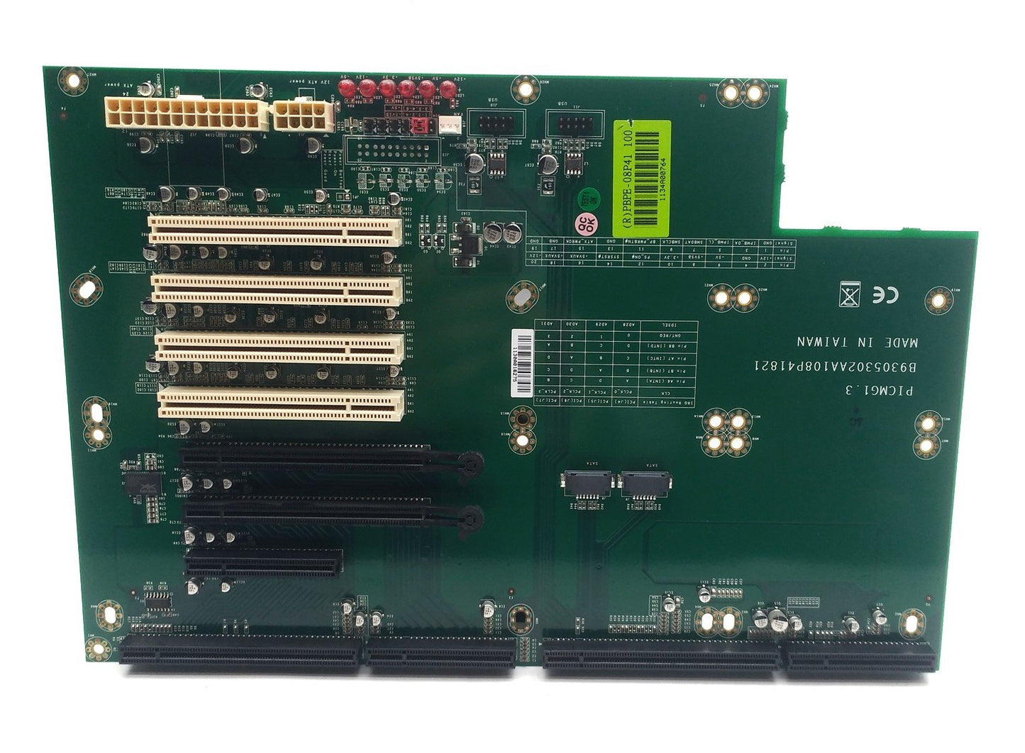 Used Portwell PBPE-08P41 Backplane PICMG 1.3 2x PCI-E x16 1x PCI-E x8 4x PCI 2x SATA