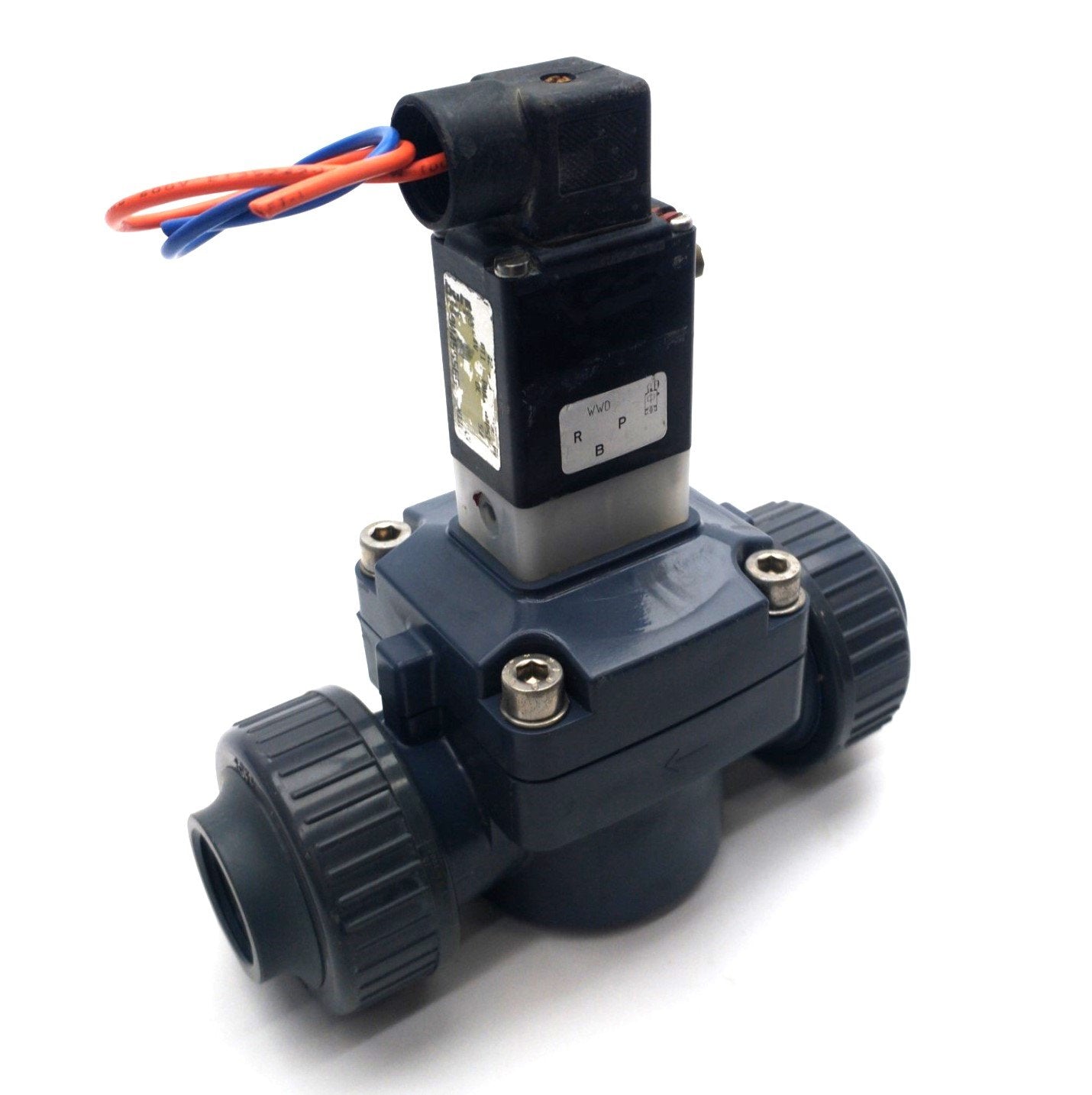 Used Burkert 455566 Solenoid Diaphragm Valve, 2-Way, NC/NO, 7-87PSI, 1"NPT , 24VDC
