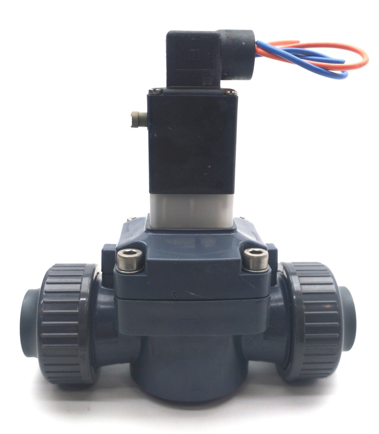 Used Burkert 455566 Solenoid Diaphragm Valve, 2-Way, NC/NO, 7-87PSI, 1"NPT , 24VDC