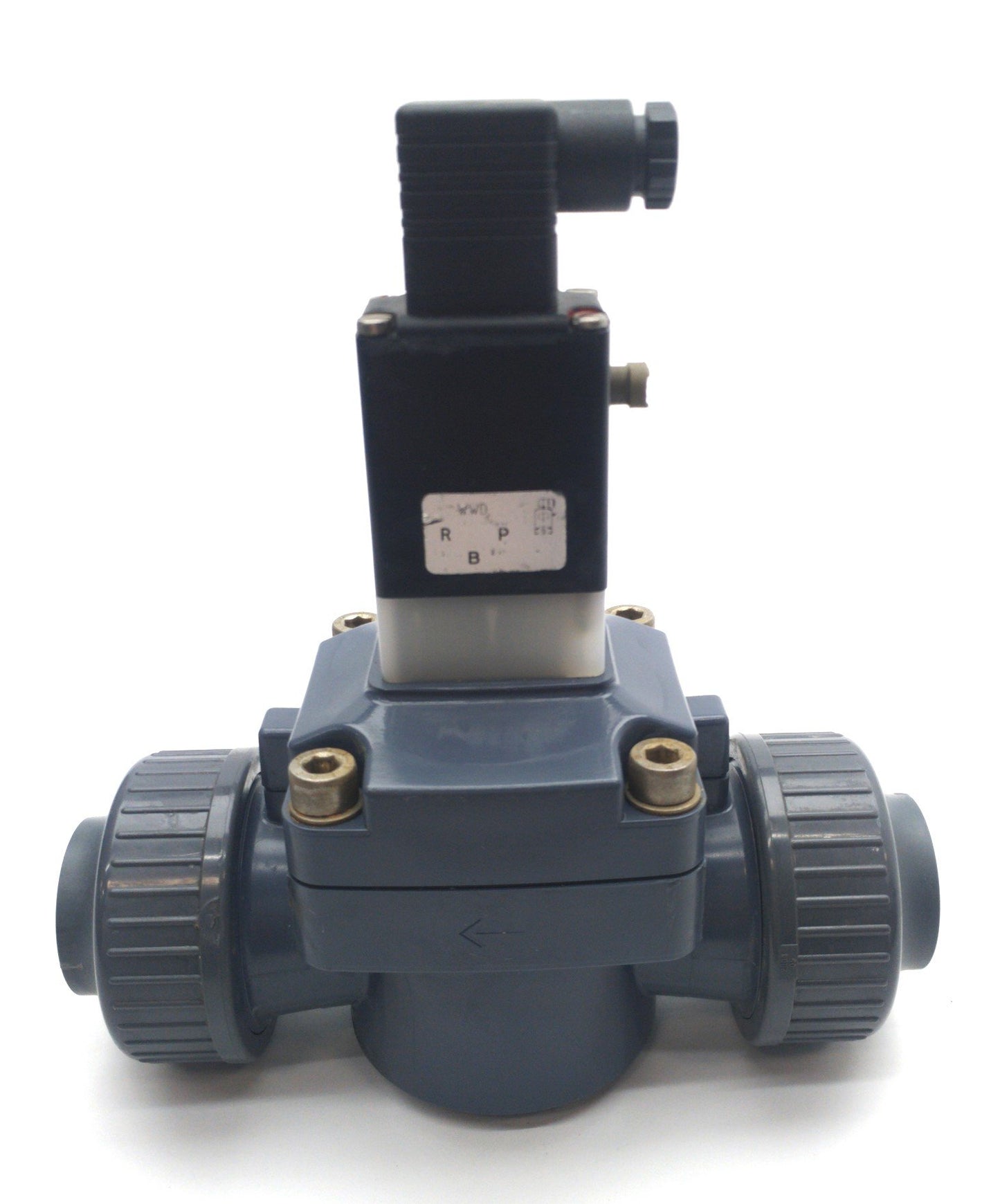 Used Burkert US07585 Solenoid Diaphragm Valve, 2-Way, NC/NO, 7-87PSI, 1"NPT , 24VDC