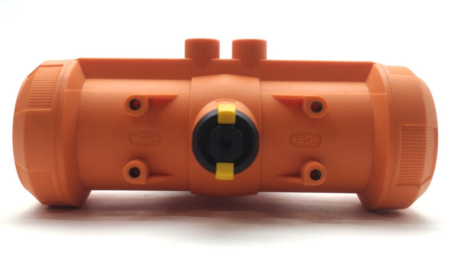 Used GF Type 233 Pneumatically Actuated Ball Valve, 3/8"NPT, 100PSI Control, NC, PVC