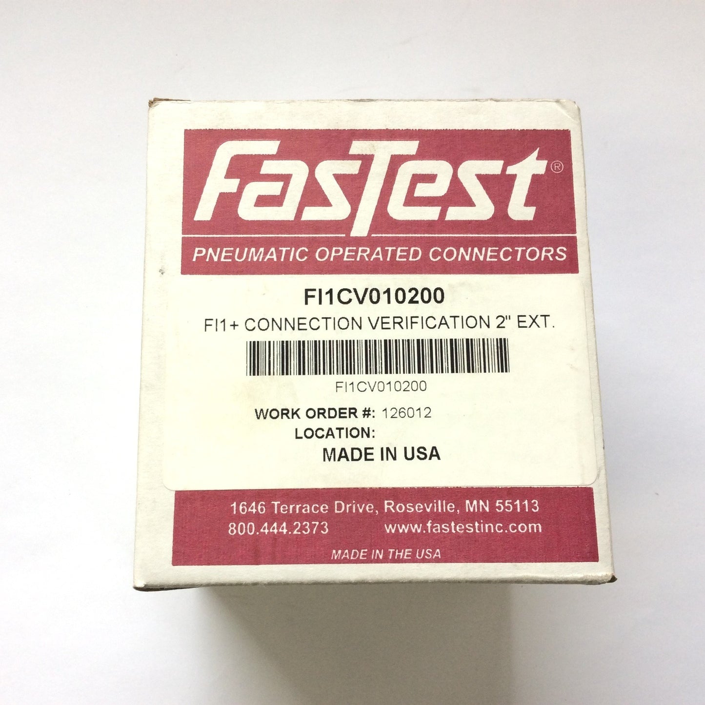New FasTest FI1CV010200 Pneumatic Leak Tester Connection Verification 2" Extension