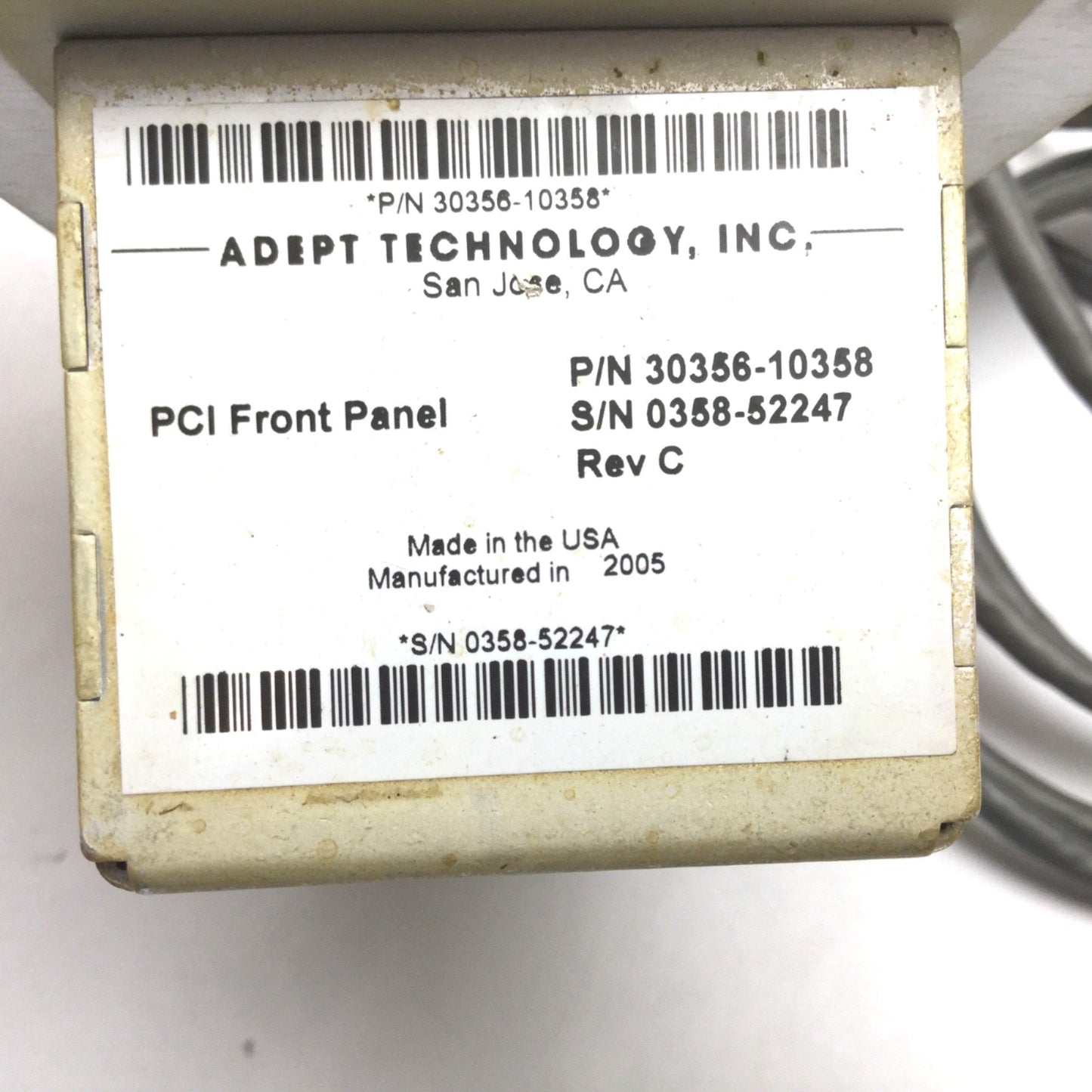 Used Adept 30356-10358 Rev C PCI Front Control Panel E-Stop Auto/Man On