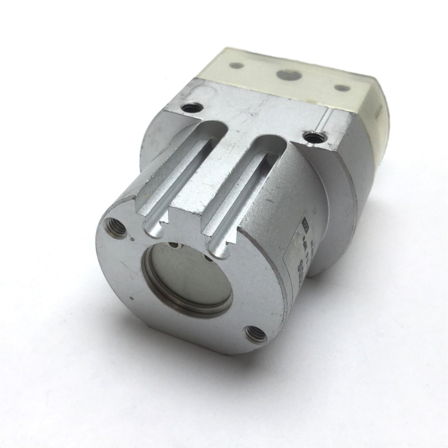 Used SMC MHQJ2-20DS Pneumatic Gripper, Bore: 20mm, Stroke: 10mm, Ports: M5x0.8