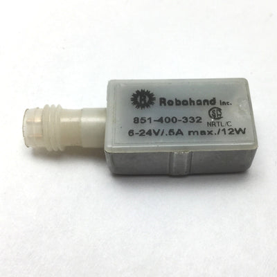 Used Robohand 851-400-332 Sensor, Voltage: 6-24V, Current: 0.5A, Watts: 12W, 3-Pin