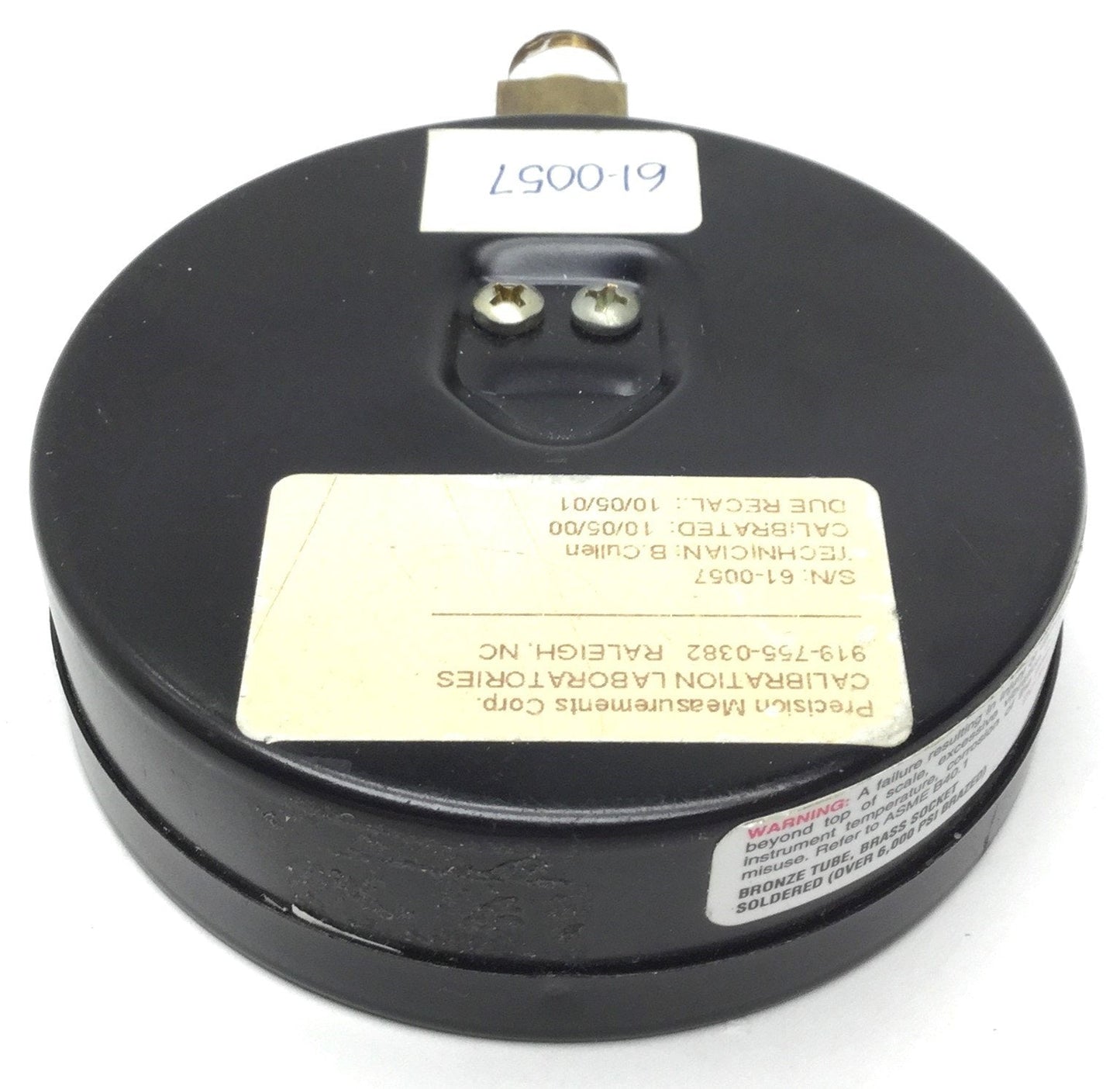 Used Ashcroft 405-06 Pressure Gauge, Face: 3-5/8", 0-60psi (0-400kPa), 1/4"NPT