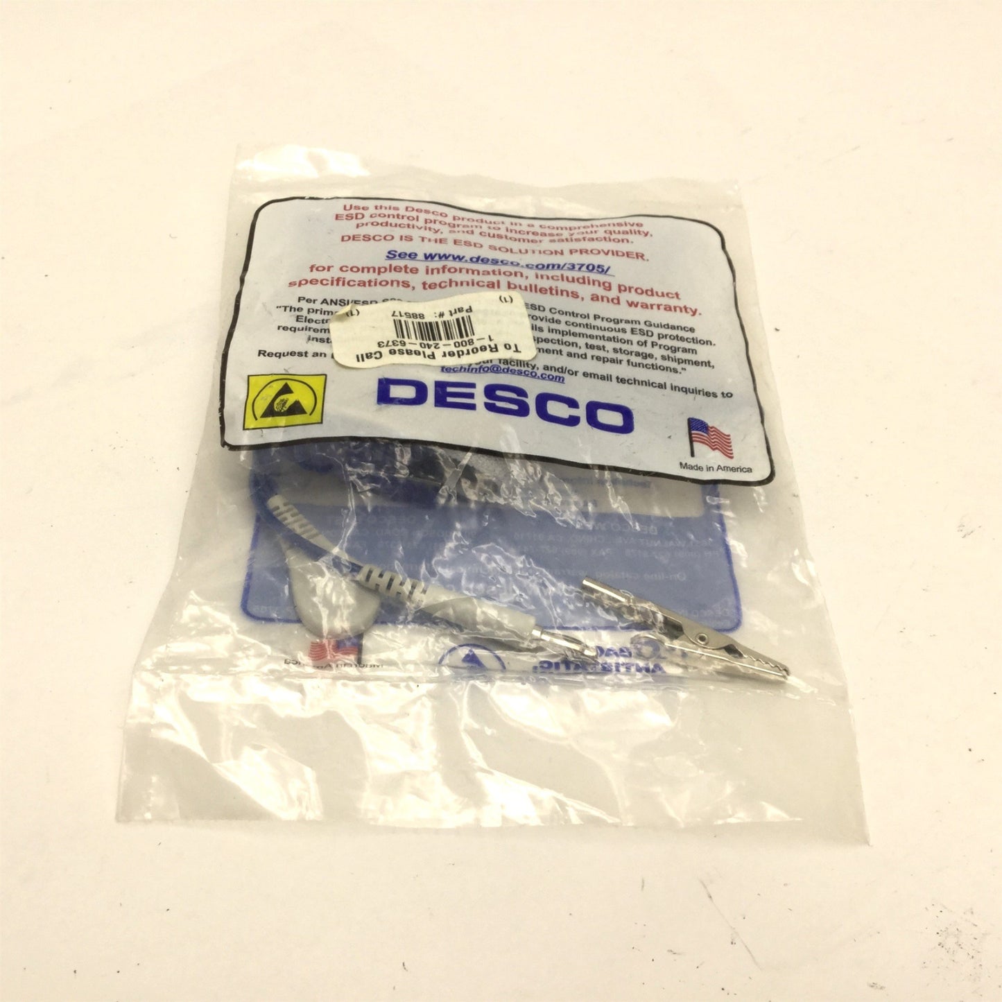 New Desco 09100 Jewel Adjustable Elastapphire Wrist Strap, 6' Cord, 4mm