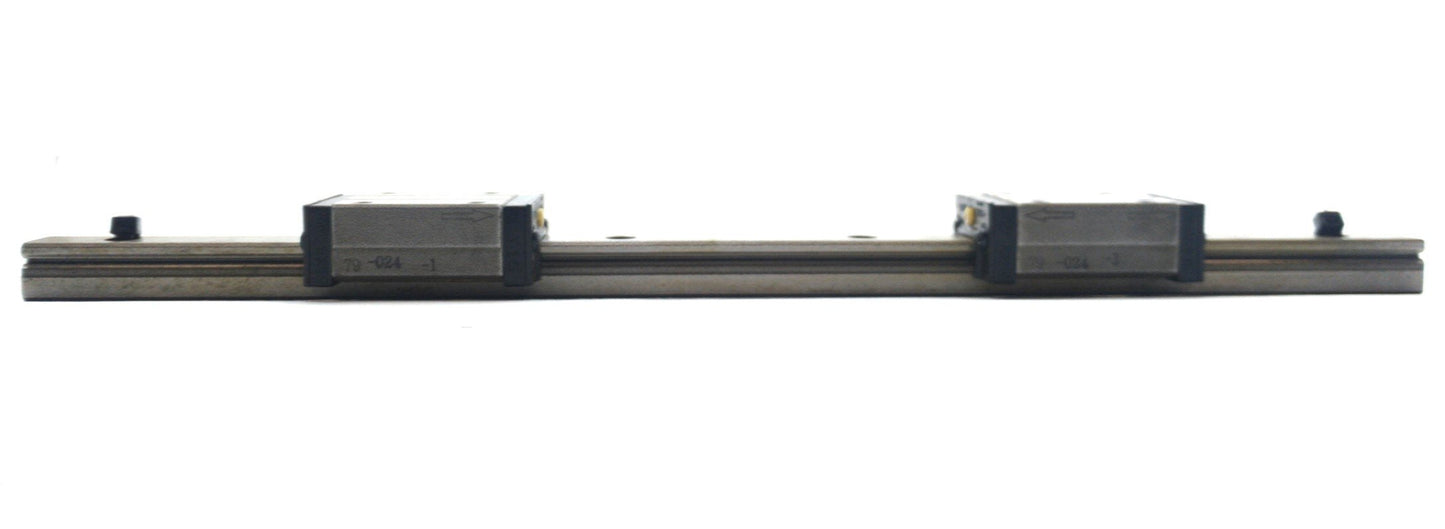 Used NSK LY15-79-024 Two Linear Bearing Blocks on Rail, 34 x 40mm Blocks, 340mm Rail