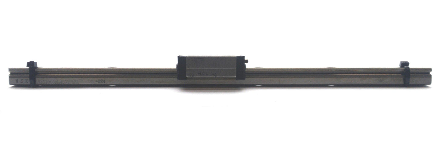 Used NSK LY15-79-024 Linear Bearing Block on Rail, 34 x 40mm Blocks, 340mm Rail
