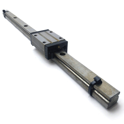 Used NSK LY15-79-024 Linear Bearing Block on Rail, 34 x 40mm Blocks, 340mm Rail