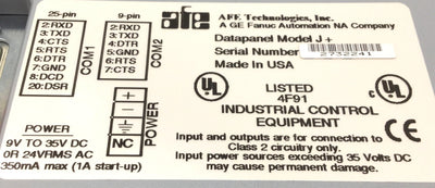 New GE Fanuc Model J Datapanel, 9V-35VDC Or24VRMS AC, 350mA Max, With Manual