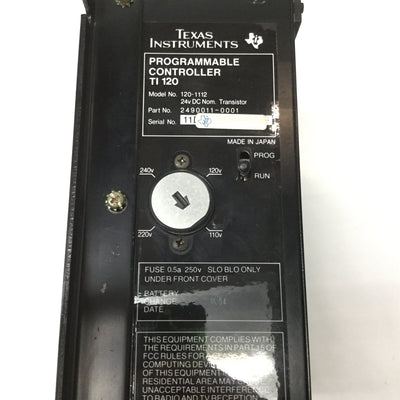 Used Texas Instruments 120-1112 PLC Programmable Controller TI 120, 110-240VAC, 24VDC