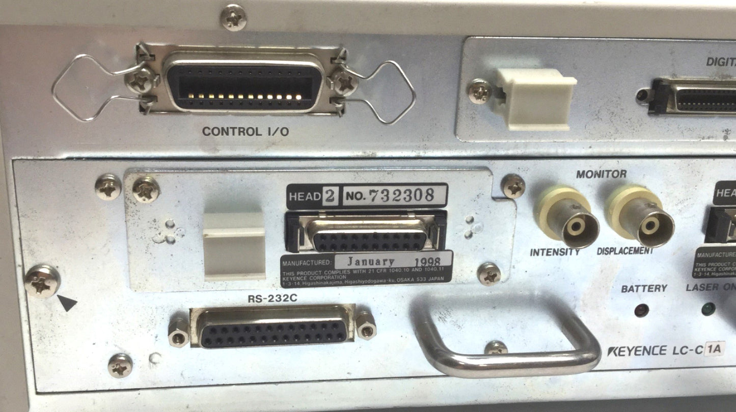 Used Keyence LC-C1A LC-2400A Laser Displacement System 100-240VAC 3.15A Includes Key