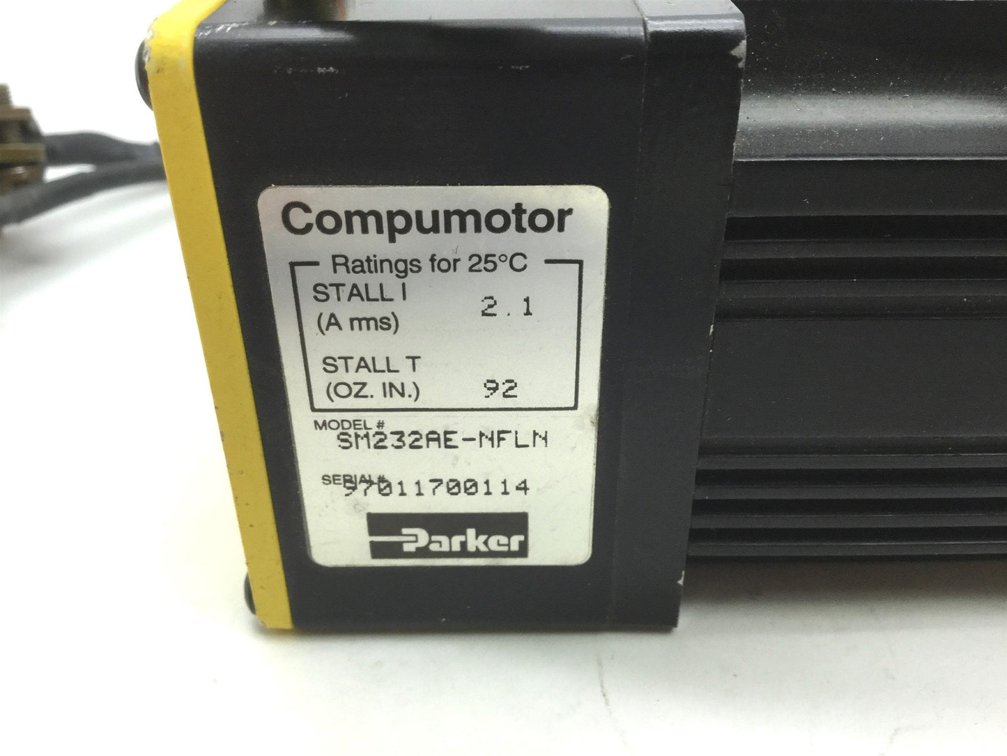 Used Parker SM232AE-NFLN Compumotor Servo Motor & Cables Torque 92ozin NEMA 23