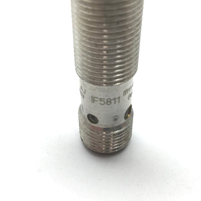 Used IFM Efector IF5811 Inductive Proximity Sensor, Range: 7mm, Power: 10-30VDC, Barrel: M12