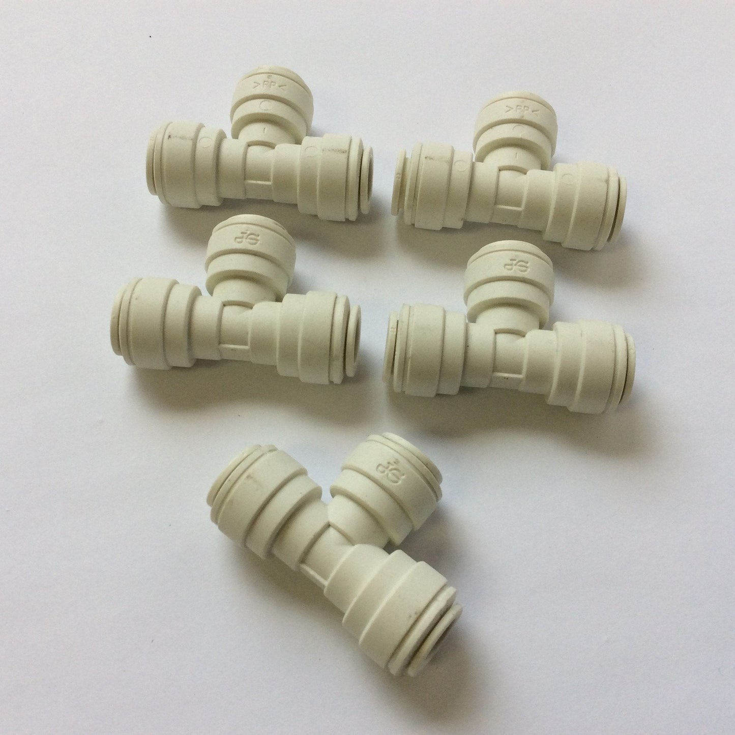 New – Open box Lot of John Guest PP0412W, PP0212W Polypropylene Union Adapter, Tee 3/8" Tube