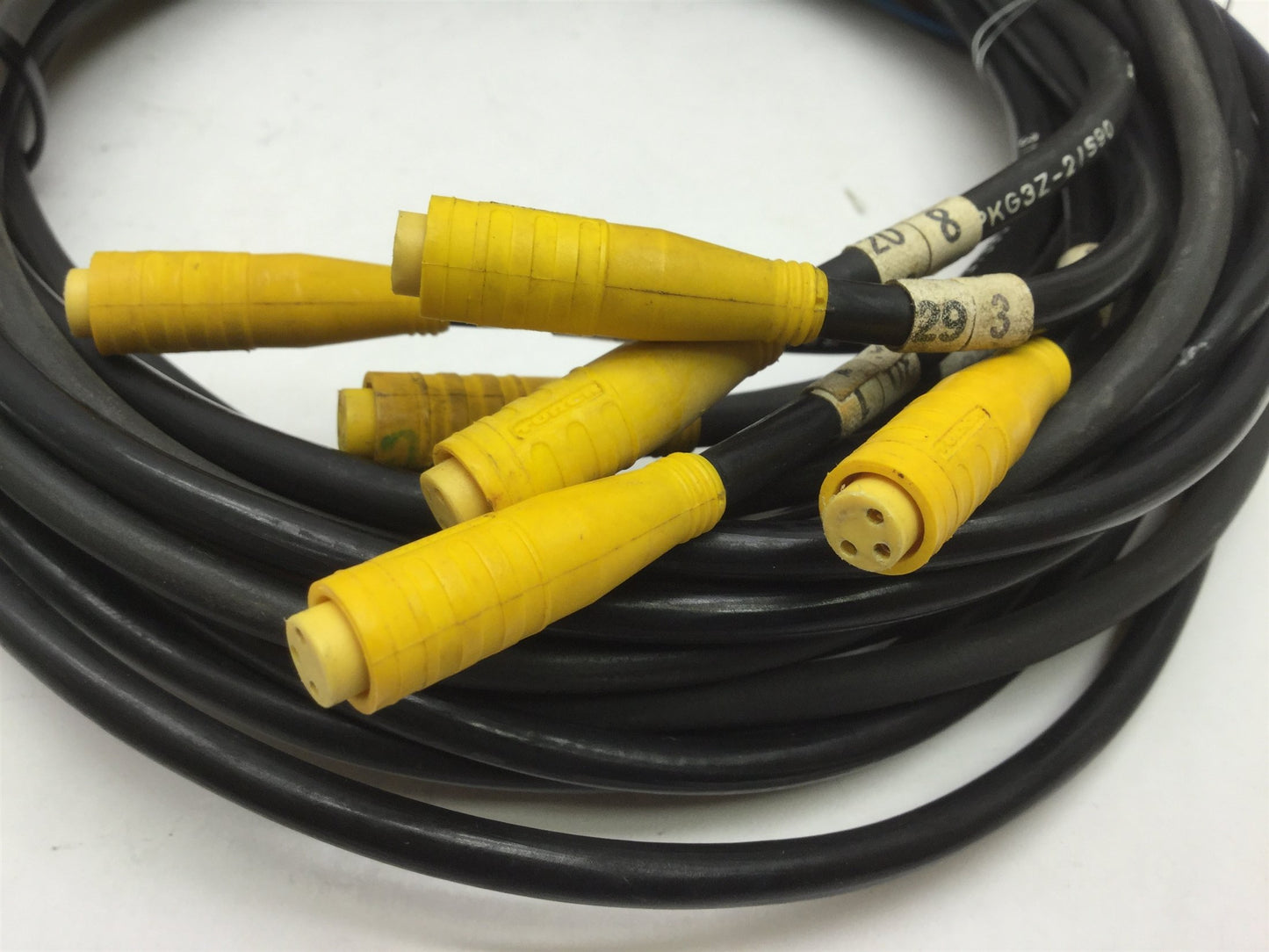 Used Lot of 41 Turck PKG 3Z-2/S90 Cables, 3-Pin Picofast M8 3 Wire, Varied Lengths