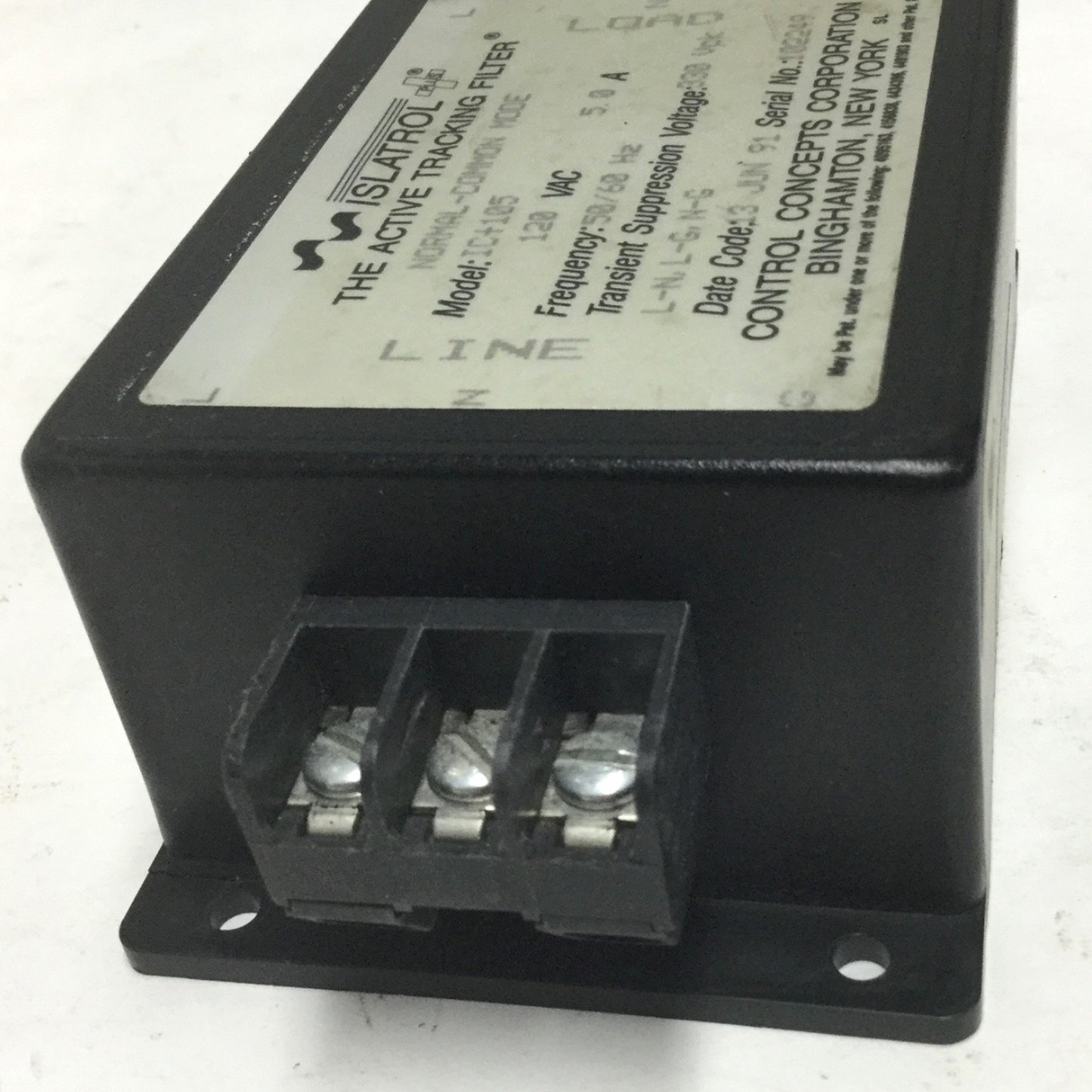 Used Control Concepts IC+105 Islatrol Active Tracking Power Line Filter 120VAC, 5A