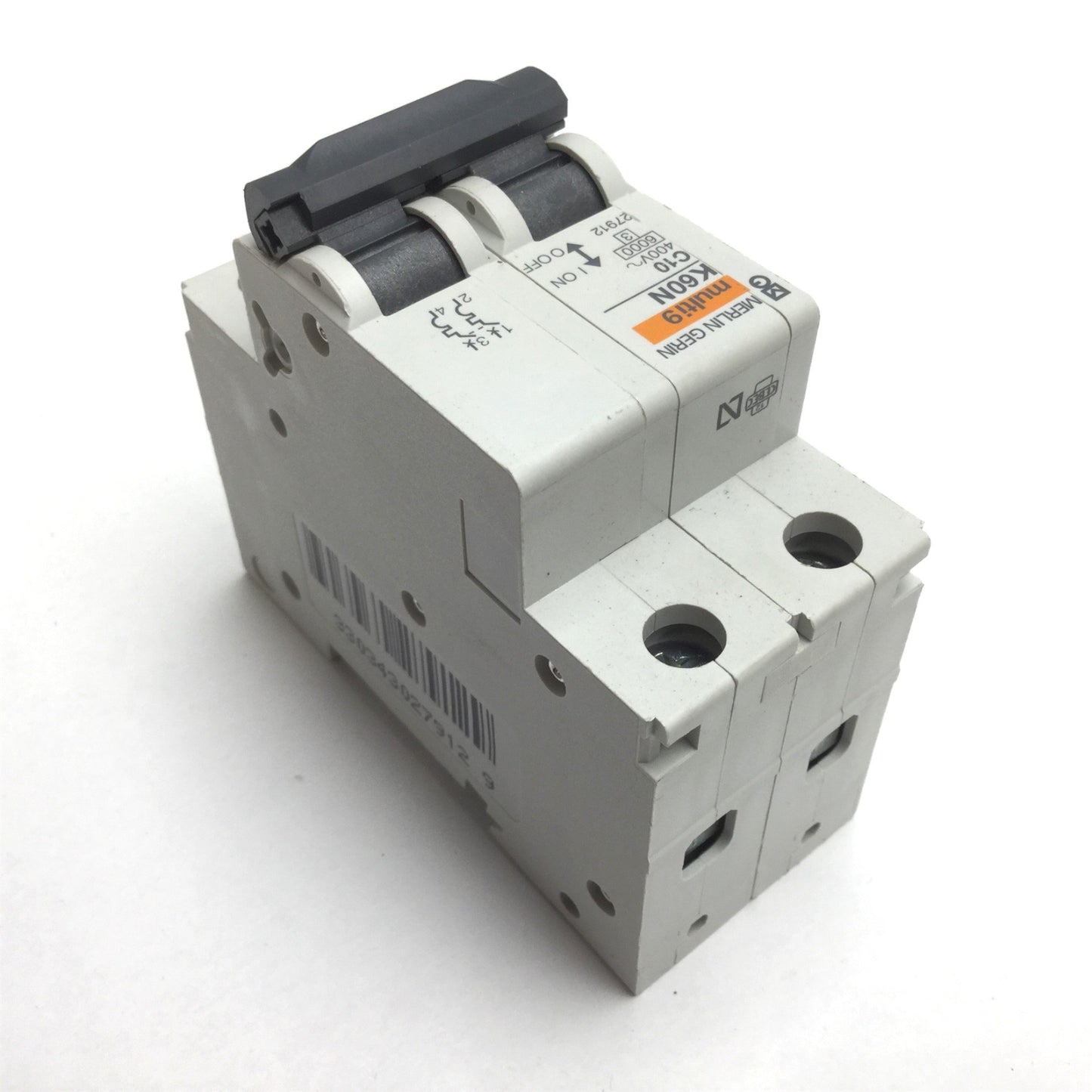 Used Lot of 2 Merlin Gerin K60N C10 Circuit Breaker, 2-Pole, Rating: 400VAC 10A