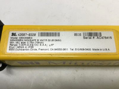 STI MS4332BX MiniSafe-B Safety Light Curtain XMTR Transmitter 32", 1-30ft Range