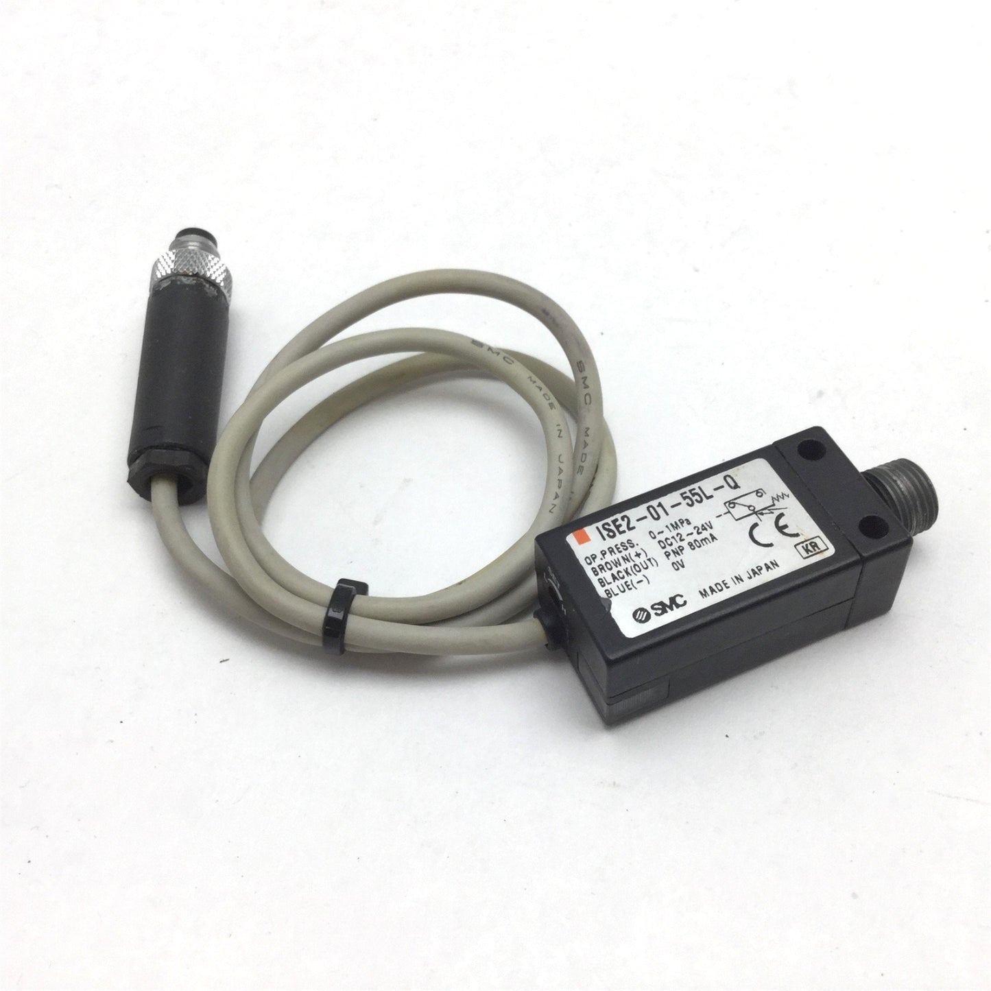 Used SMC ISE2-01-55L-Q Pressure Switch, Pressure Range: 0-1.0MPa 0-145psi, 1/8" NPT