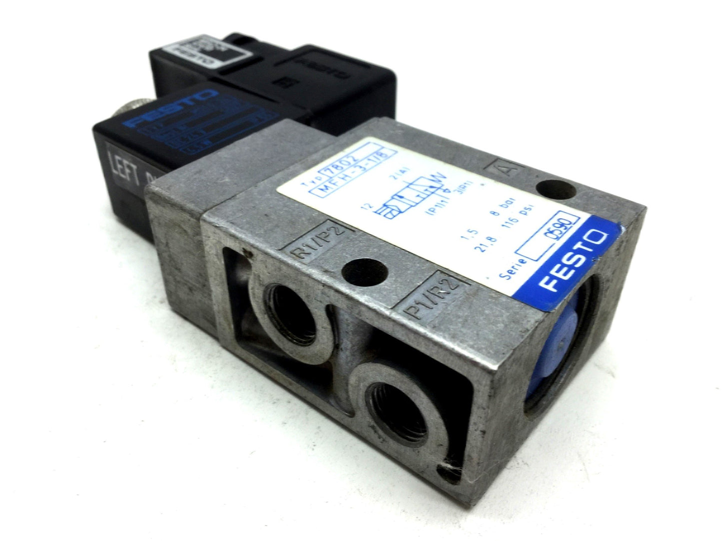 Used Festo MFH-3-1/8 MSFG-24 Solenoid Valve 2-Pos 3-Way Ports: G1/8 24VDC LED MFLZ-24