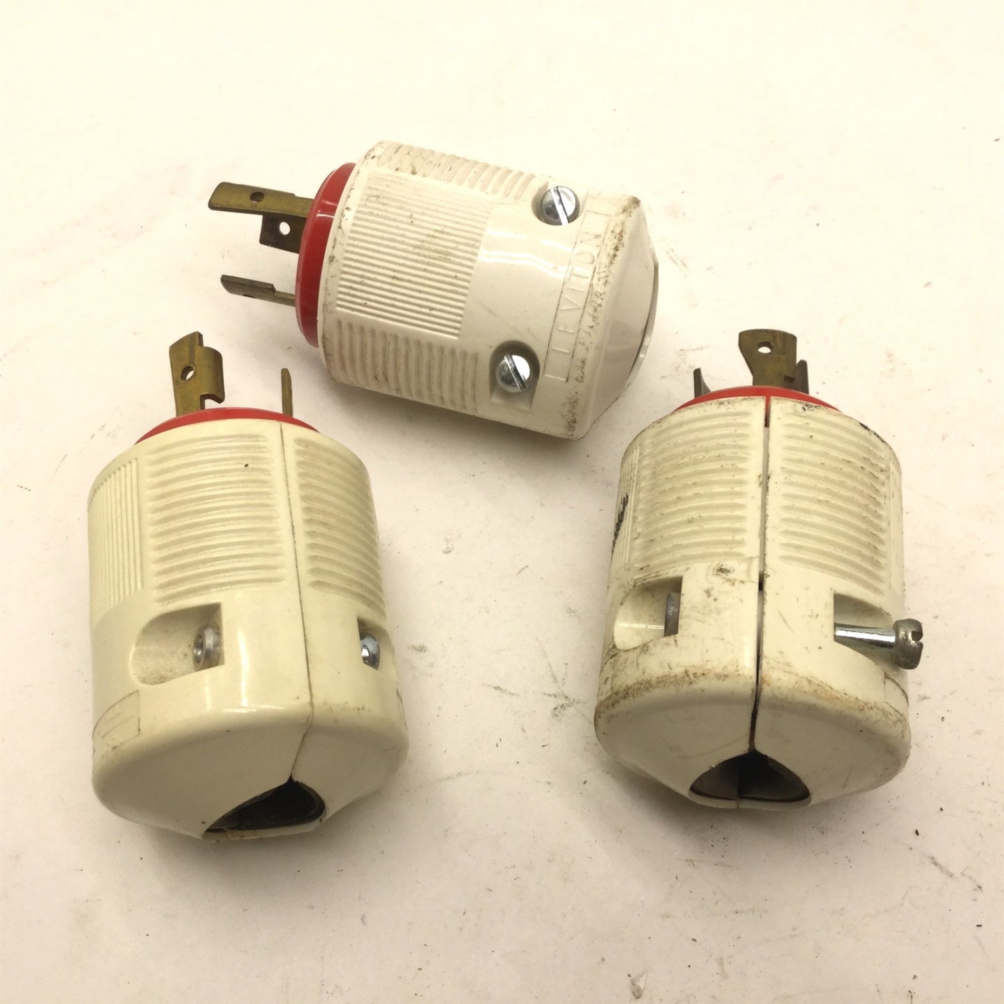 Used Lot of 3 Leviton Male Twist-Lock Turn & Pull Plugs, 20A, 125V, Nema L5-20
