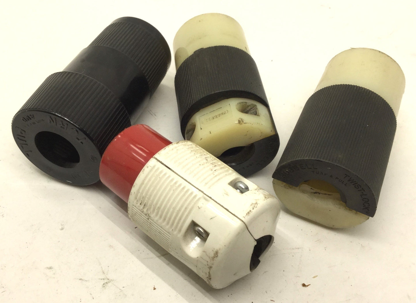 Used Lot of 3 Leviton Male Twist-Lock Turn & Pull Plugs, 20A, 125V, Nema L5-20