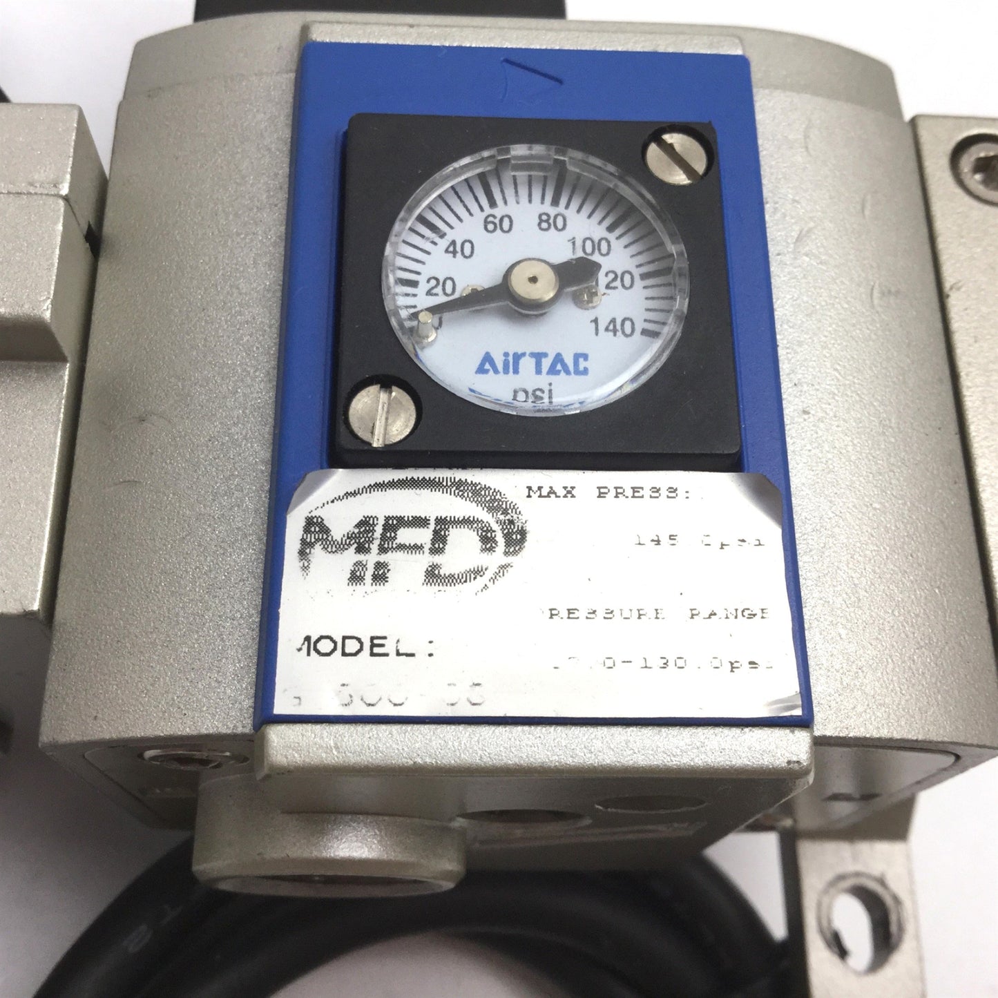 Used Bimba MGR300-08 Regulator with MGV300-08 Soft-Start Dump Valve, 1/4" NPT, 110VAC