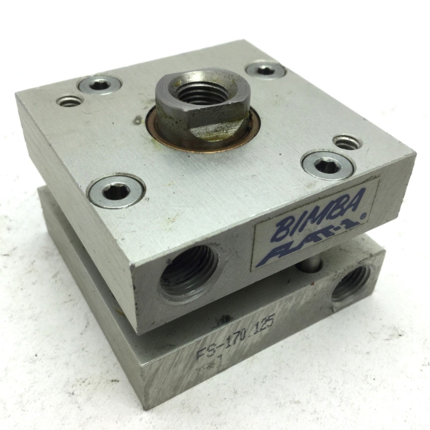 Used Bimba FS-170.125 Flat-1 Pneumatic Cylinder Bore: 1-1/2" Stroke: 0.125" 150 Psi