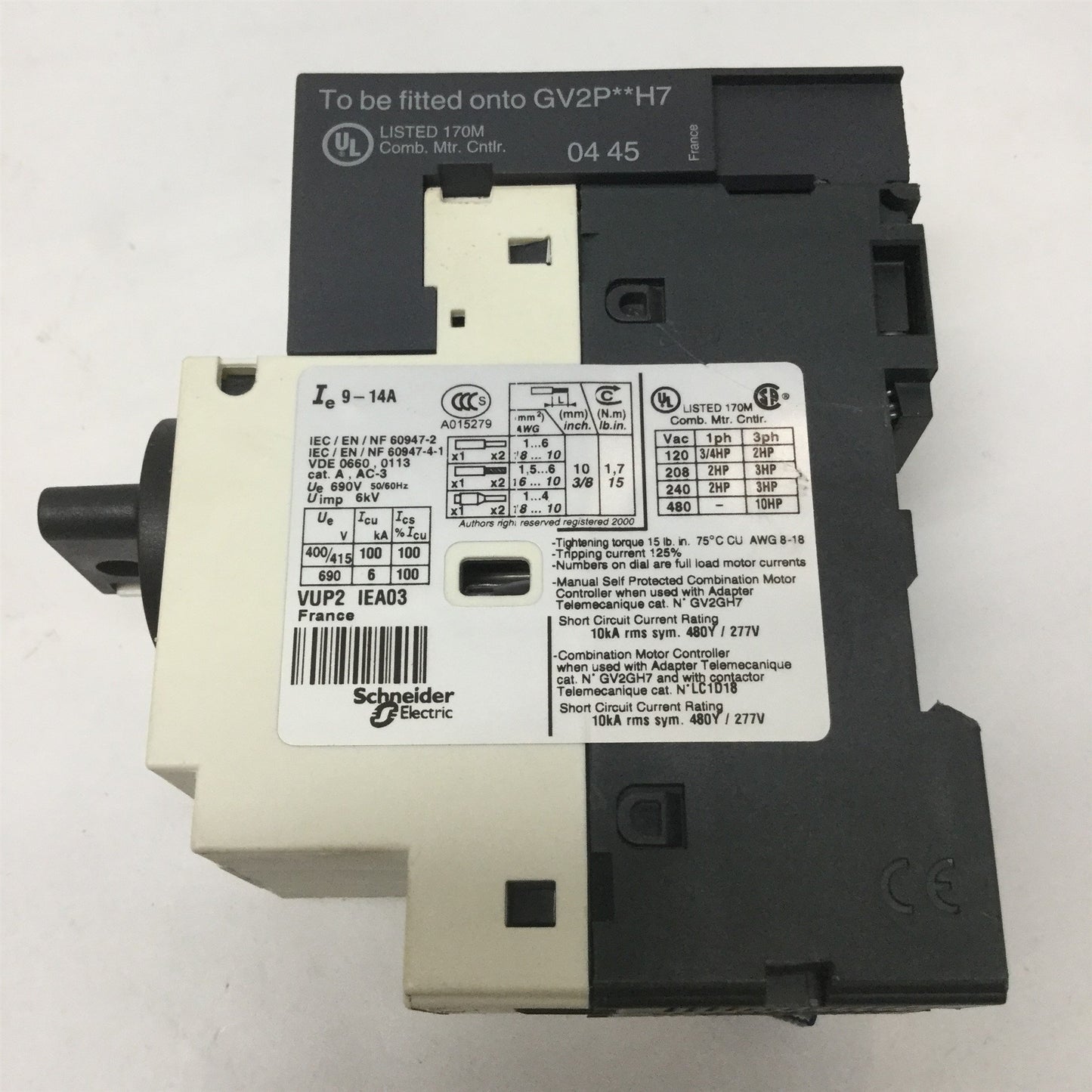 Used Telemecanique GV2-P16H7/ 9-14A Manual Motor Starter Circuit Breaker 3-Pole