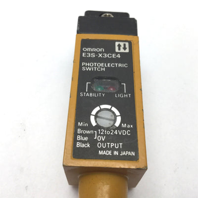 Used Omron E3S-X3CE4 Photoelectric Sensor, Supply: 12-24VDC, Output: NPN 80mA Max