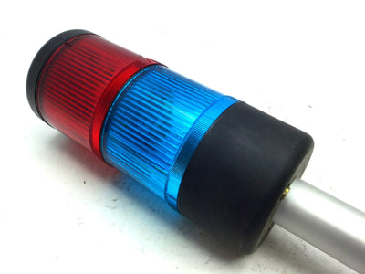 Used Telemecanique XVA-LC3 Blue & Red Stack Tower Light 240V 7W Max, H: 37"