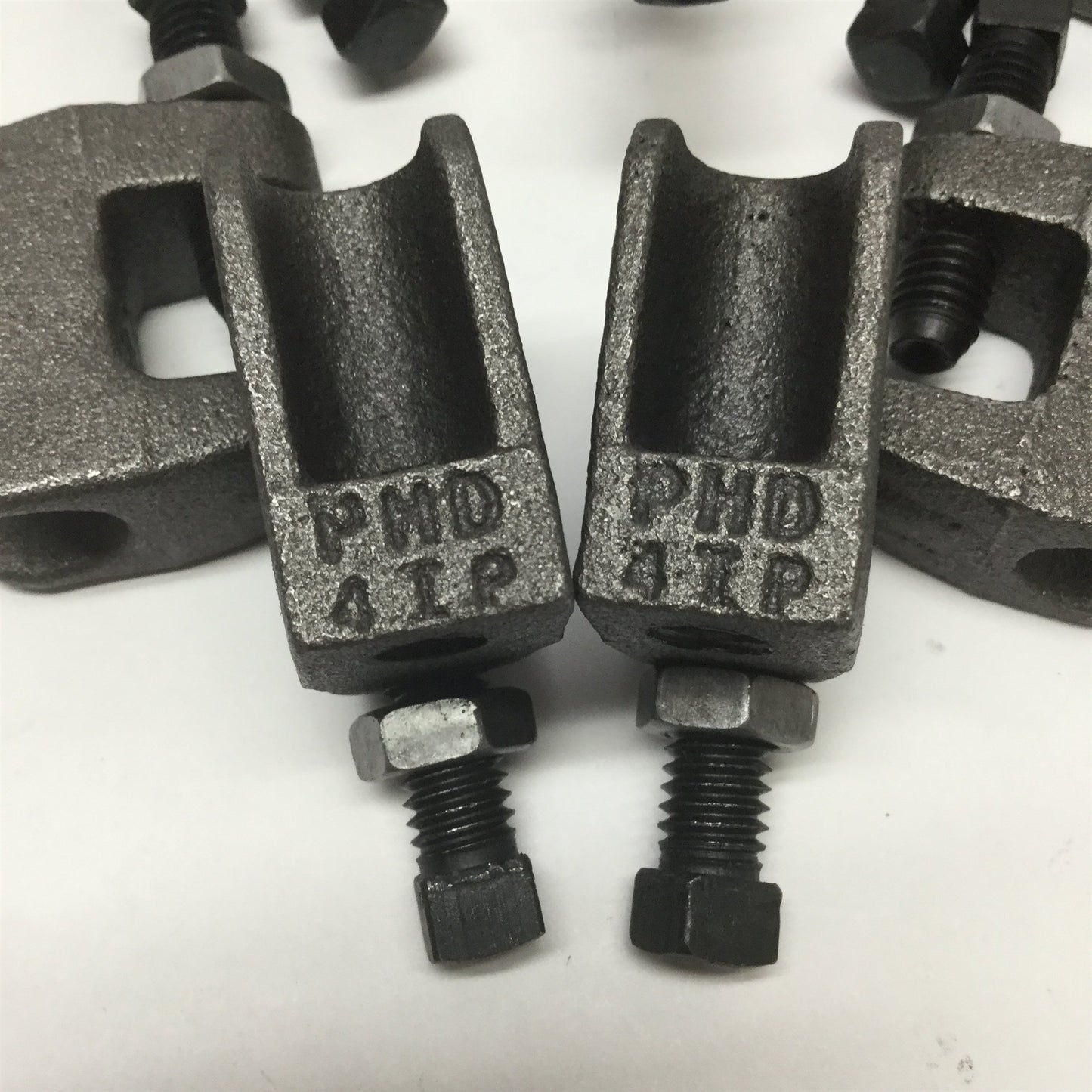 New – Open box Lot of 7 PHD 350 4IP Malleable Iron Beam Clamp Pipe Hanger w/ Lock Nut, 3/8" Rod