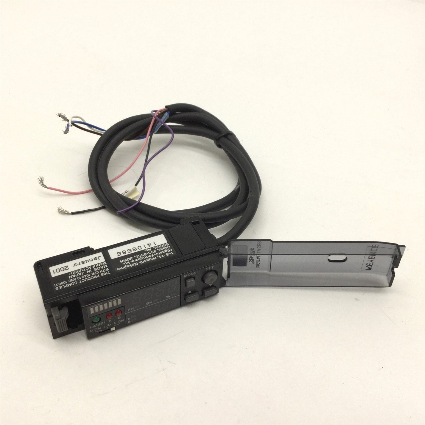 Used Keyence LV-21 Digital Laser Sensor Amplifier, Main Unit, 12-24VDC, NPN Output