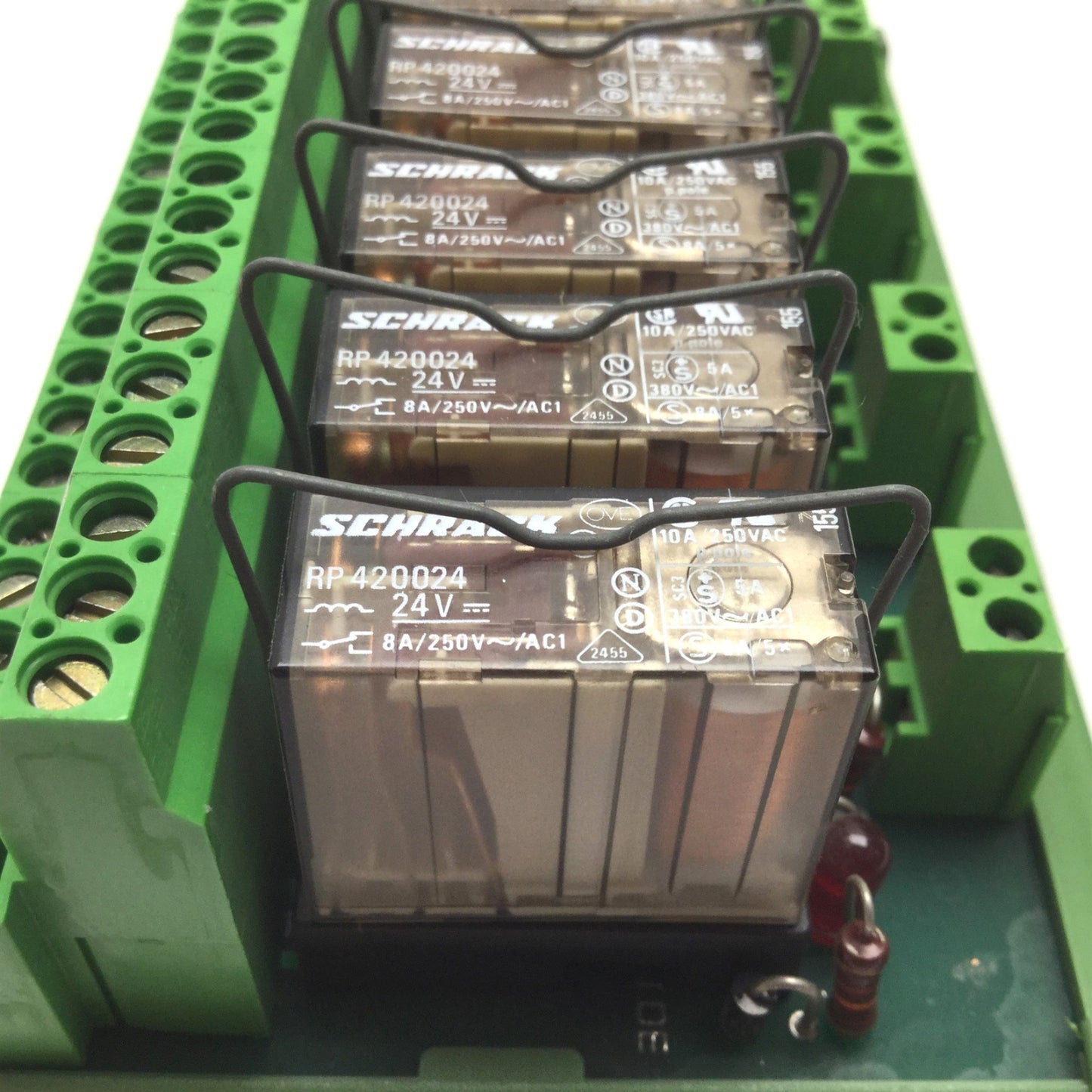 Used Lot of 8 Schrack RP420024 Relay, 2-Pole/Relay, Coil 24VDC, Contact 8A 250VAC