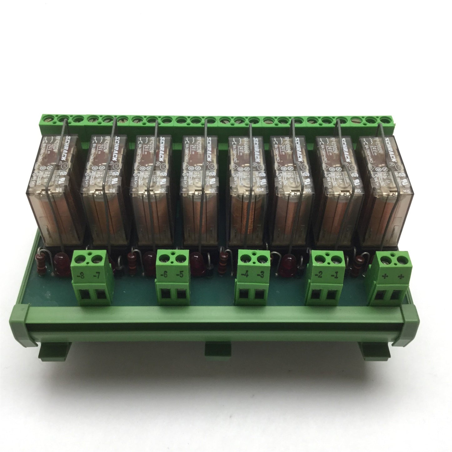 Used Lot of 8 Schrack RP420024 Relay, 2-Pole/Relay, Coil 24VDC, Contact 8A 250VAC