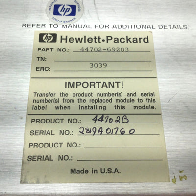 Used Hewlett Packard 44702A 13-Bit Hight Speed Voltmeter, Frequency: 100KHz