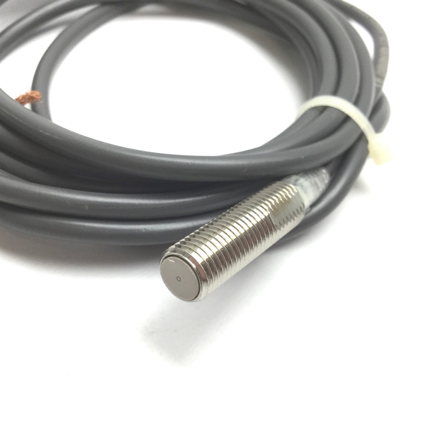 Used Omron E2E-X1R5E2 Proximity Sensor, Range: 1.5mm, Barrel: M8, 12-24VDC, NPN