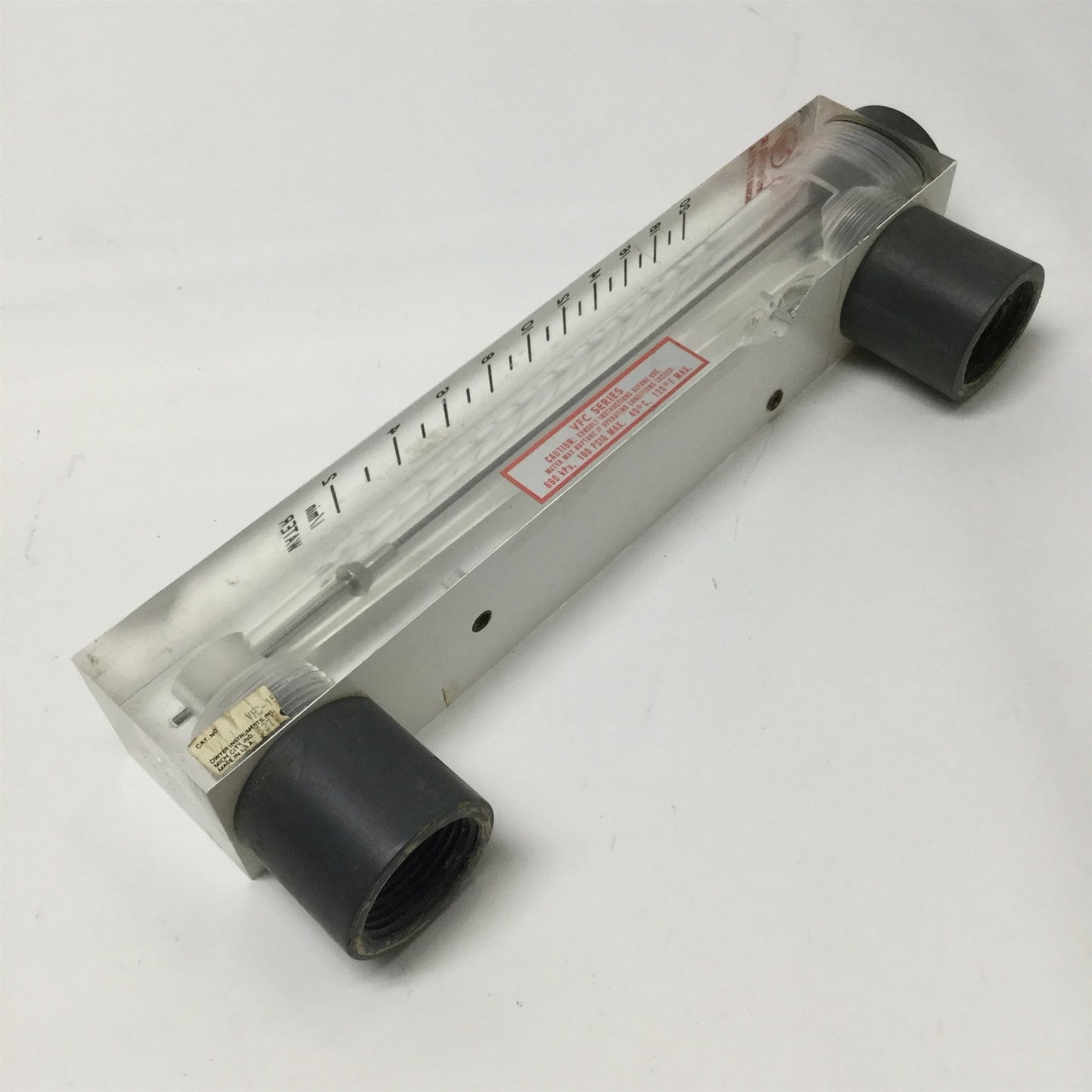 Used Dwyer VFC-151 Visi-Float Water Flowmeter 2-20L/min LPM H2O, 1" NPT Ports
