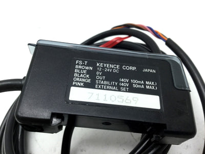 Used Keyence FS-T22 Fiber Optic Photoelectric Sensor Amplifier 12-24VDC NPN