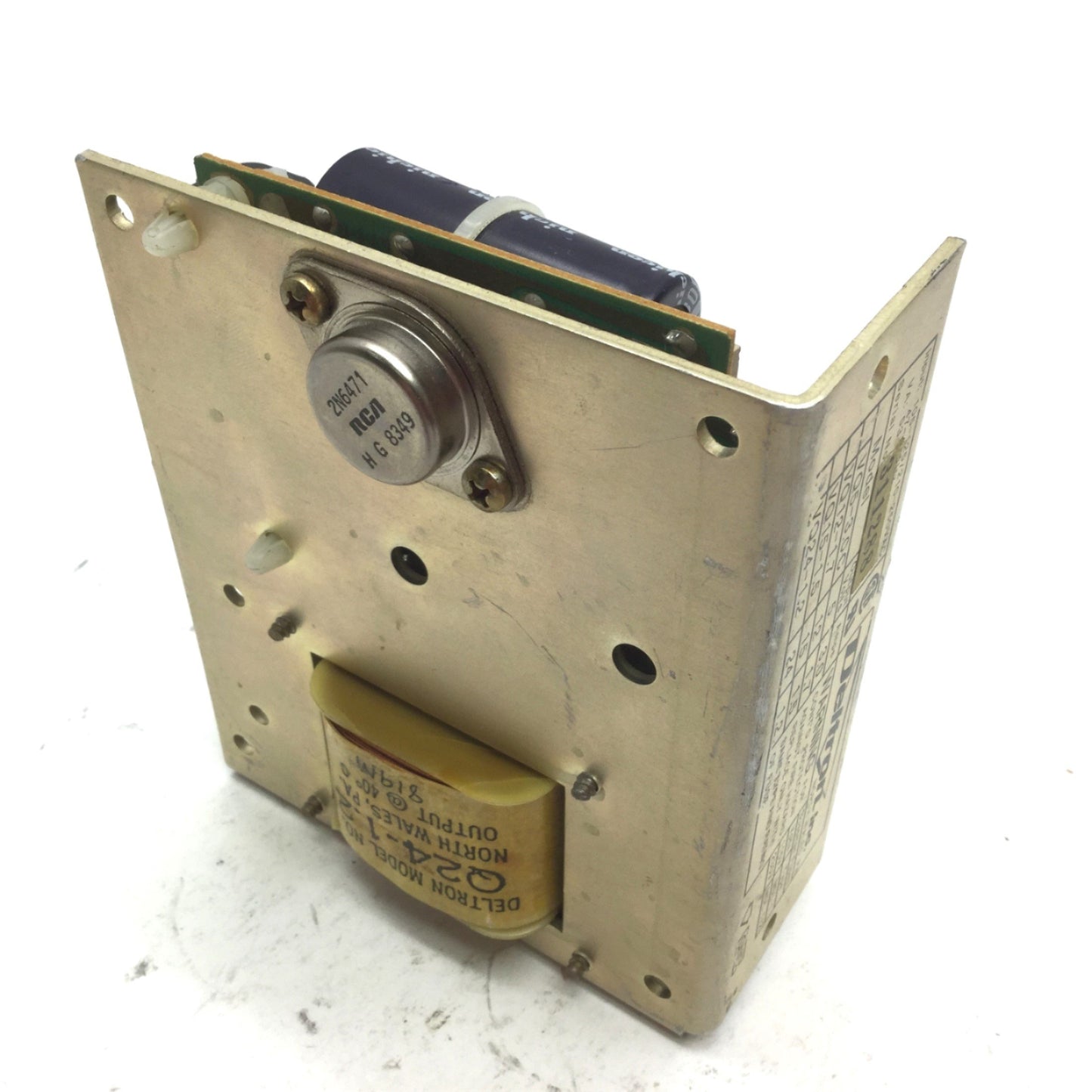 Used Deltron VQ24-1.2 Power Supply, In: 105-250VAC, Out: 24VDC 1.2A