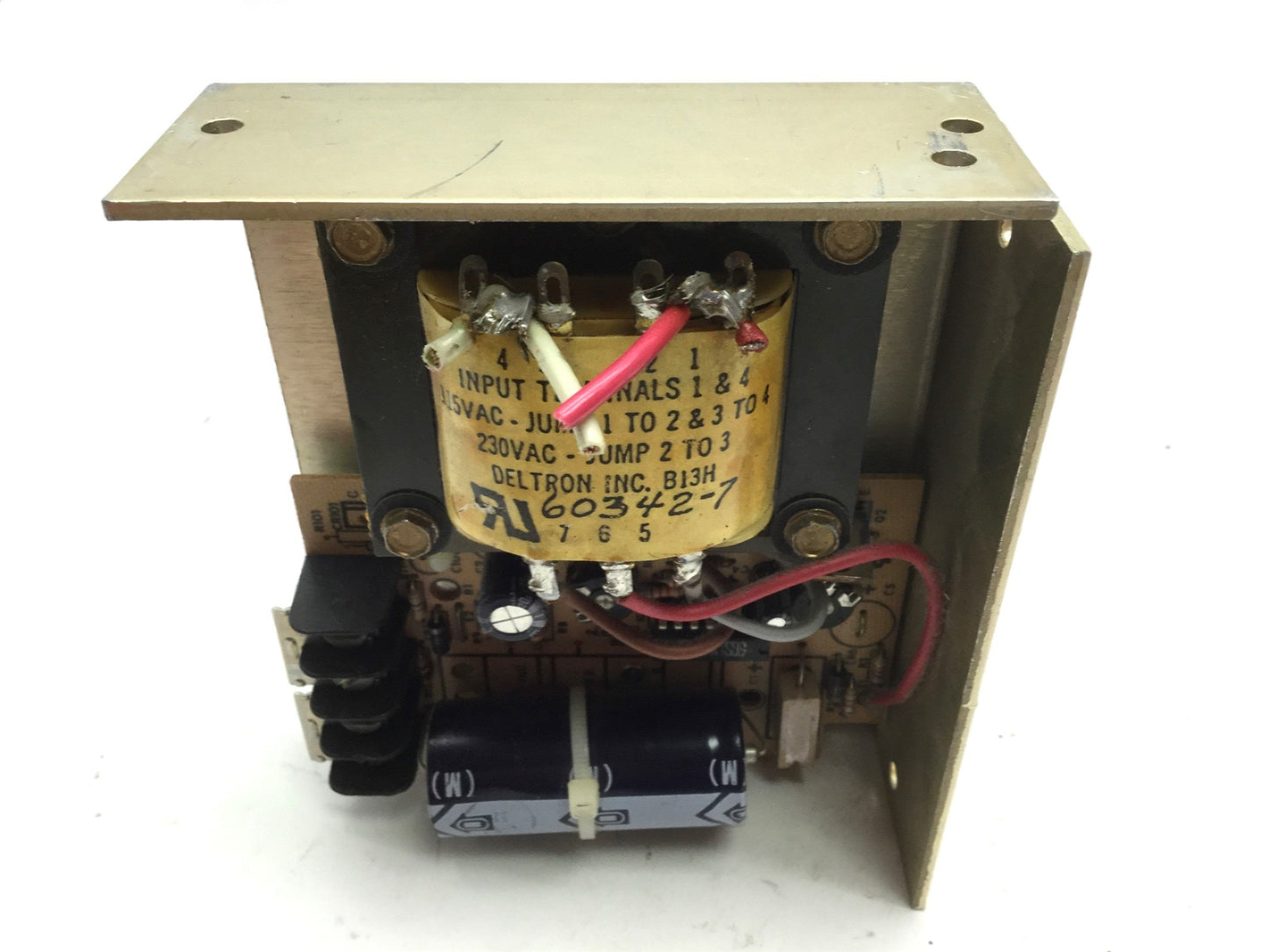 Used Deltron VQ24-1.2 Power Supply, In: 105-250VAC, Out: 24VDC 1.2A