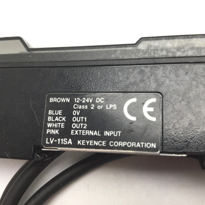 Used Keyence LV-S61 Retro-Reflective Sensor Head with LV-11SA Amplifier Unit