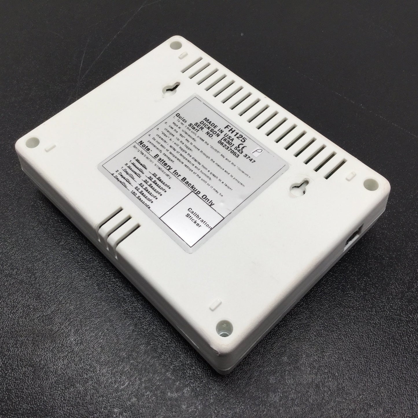 Used Dickson FH125 Temperature & Humidity Data Logger, With Power Cable, 120VAC
